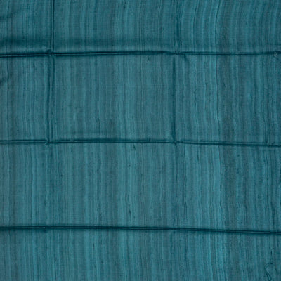 Taupe Handloom Tussar Silk Saree With Printed Cyan Floral Motifs