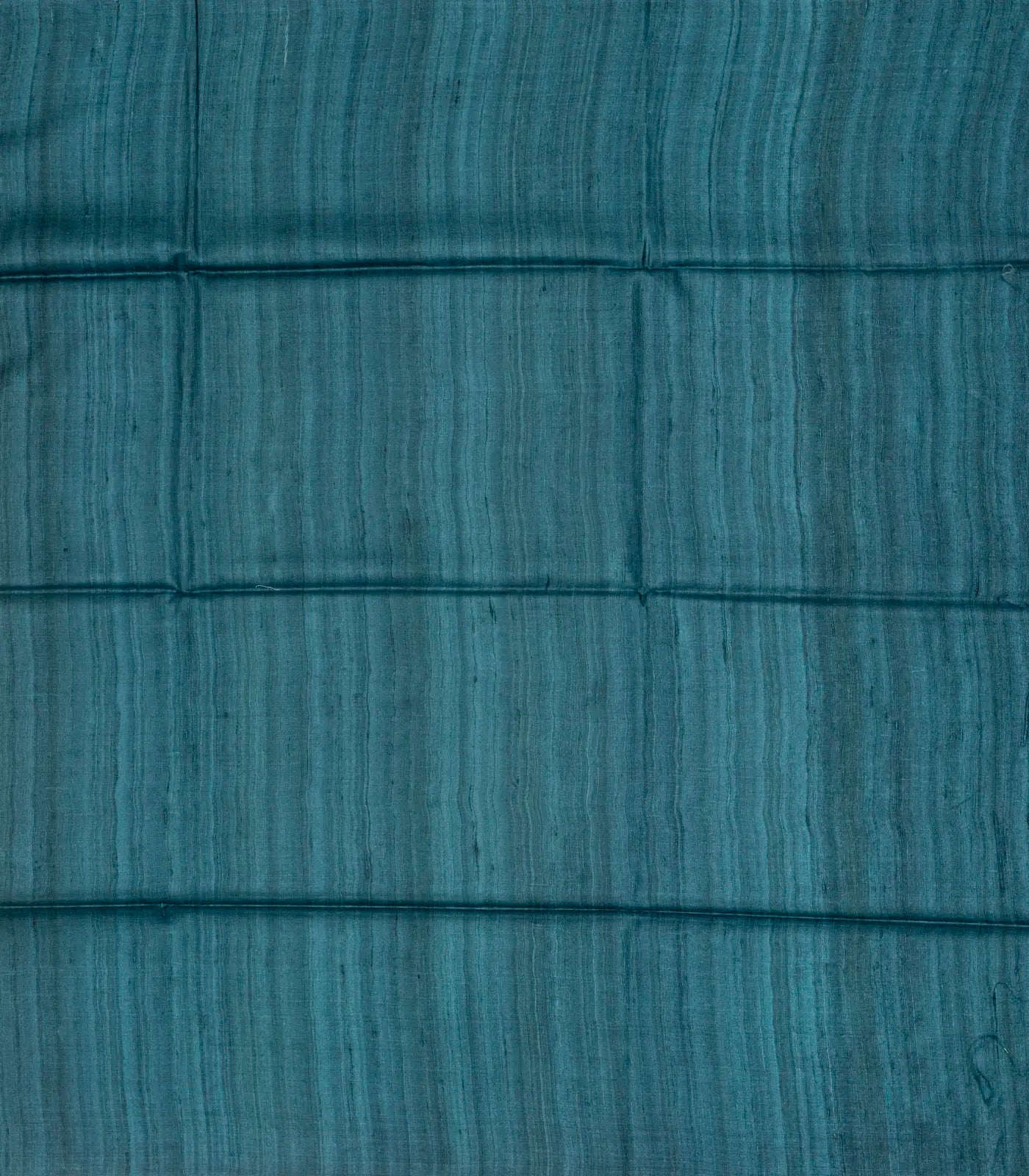 Taupe Handloom Tussar Silk Saree With Printed Cyan Floral Motifs