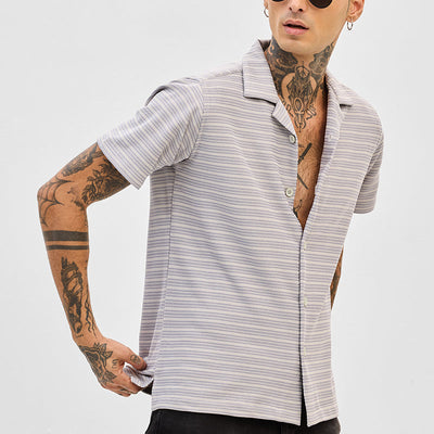 Cream Box Fit Stripes Shirt