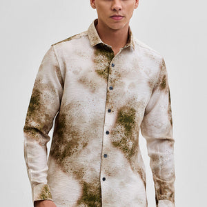 Cream Textured Abstract Shirt