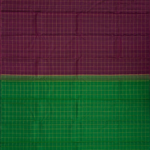 Maroon Handloom Kanchipuram Silk Saree With Dotted Checks