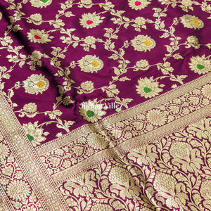 Purple Designer Banarasi Meenakari Katan Silk Saree