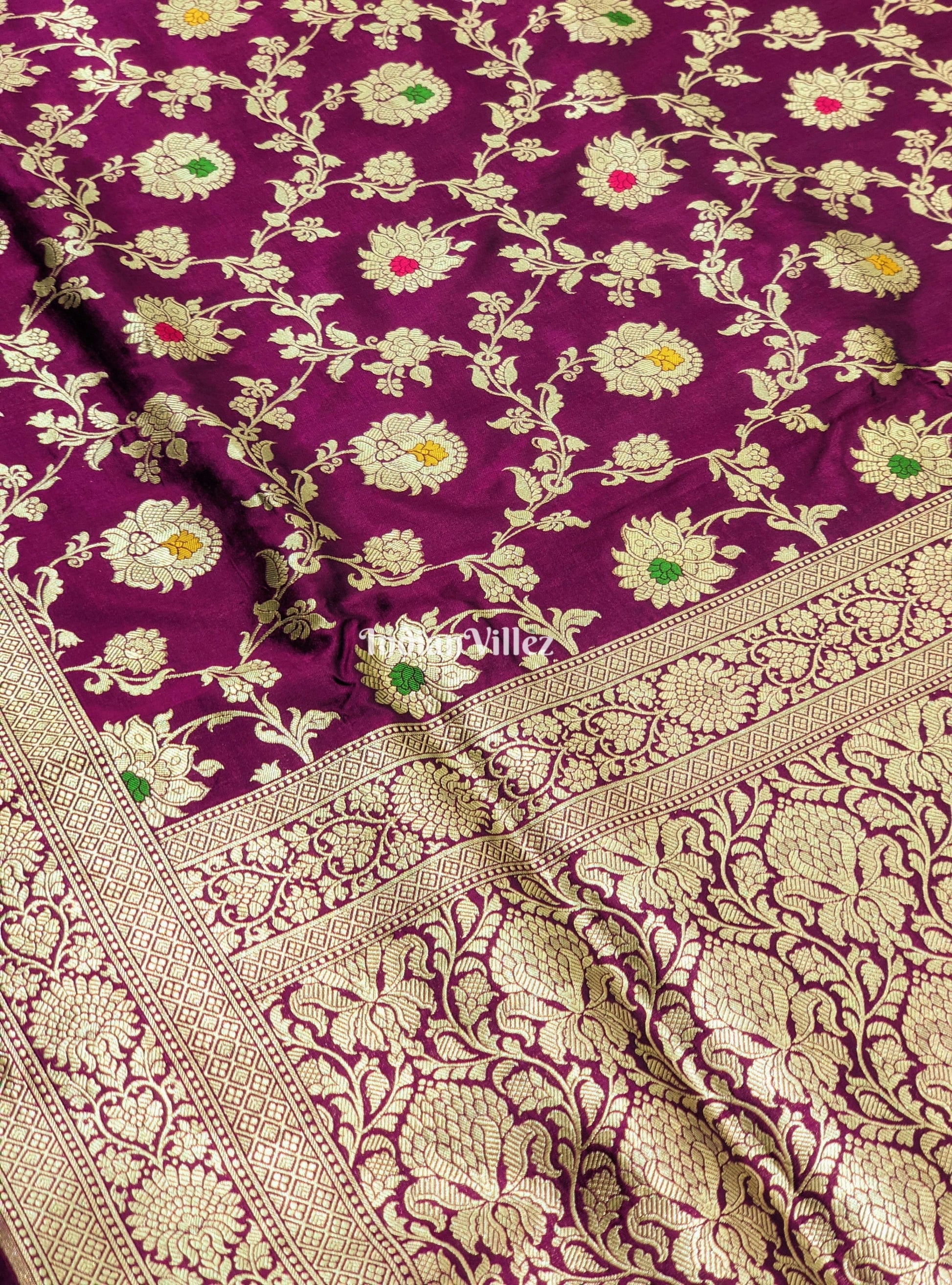 Purple Designer Banarasi Meenakari Katan Silk Saree