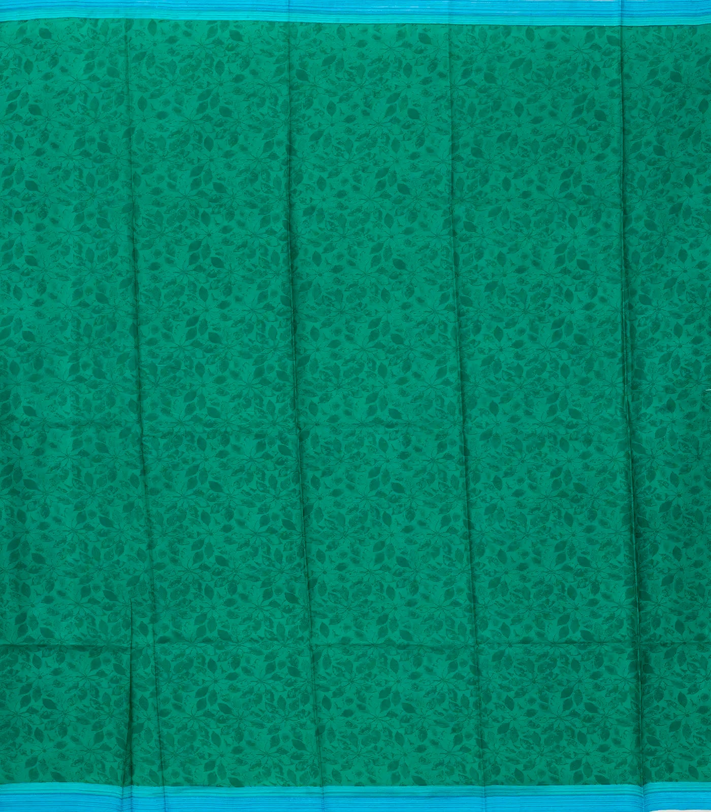 Sea Green Silk Saree Printed With Floral Vine Motifs