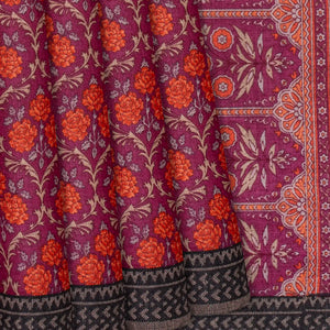 Pink Handloom Tussar Silk Saree With Pashmina Floral Jaal Motifs-Pink