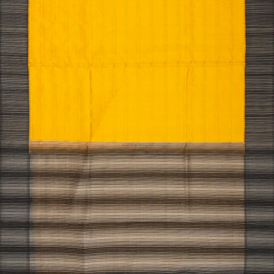Yellow Handloom Kora Silk Saree With Beldari Stripes & Black Border
