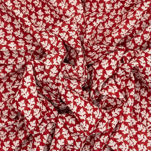 Crimson Woven Jaipur Cotton Saree Printed With White Floral Motifs