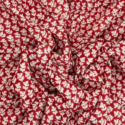 Crimson Woven Jaipur Cotton Saree Printed With White Floral Motifs