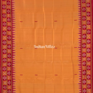 Deep Yellow Double Border Pasapalli Fish Motif Khandua Silk Saree
