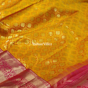 Yellow Rani Border Kanjivaram Silk Saree