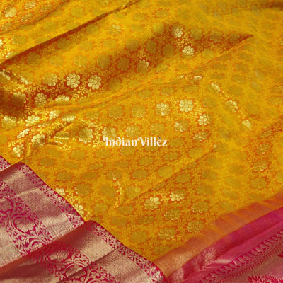 Yellow Rani Border Kanjivaram Silk Saree