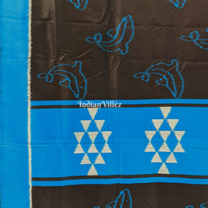 Black Copper Sulfate Dolphin Design Designer Contemporary Silk Saree