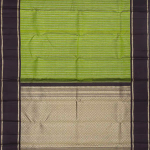 Green Handloom Kanchipuram Silk Saree With Zari Stripes