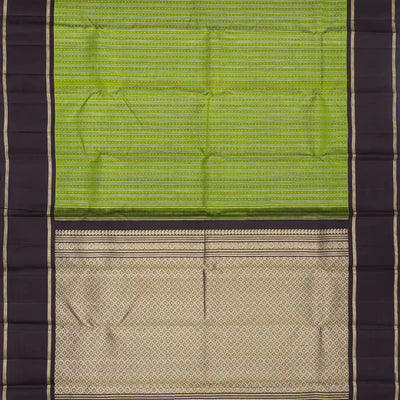 Green Handloom Kanchipuram Silk Saree With Zari Stripes