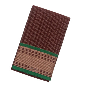 Maroon Handloom Kanchi Cotton Saree With Checks & Dots