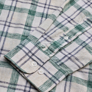 Green Checks Linen Blend Shirt