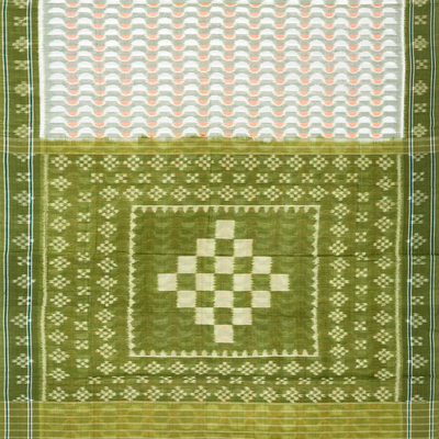 White Handloom Orissa Cotton Saree With Tie & Dye Motifs