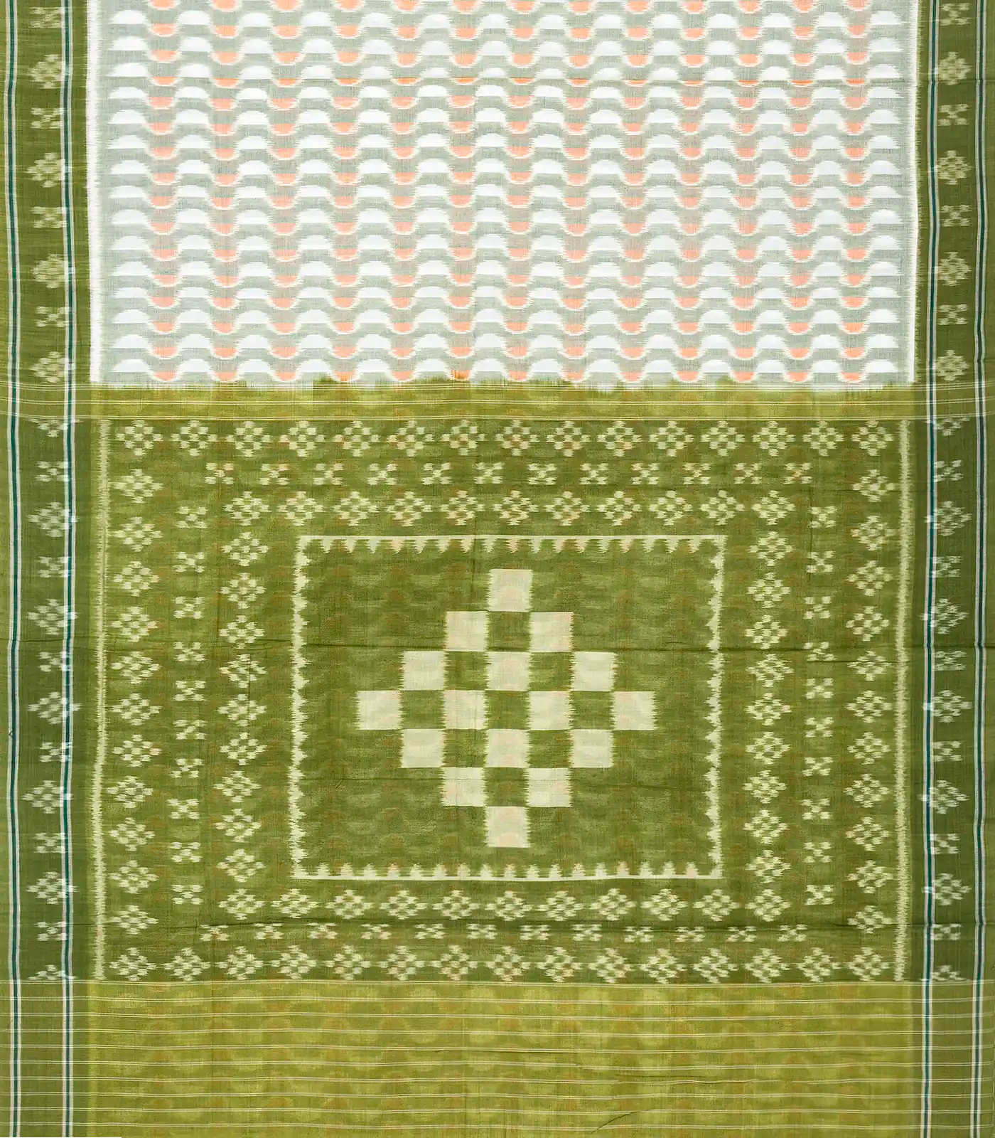 White Handloom Orissa Cotton Saree With Tie & Dye Motifs