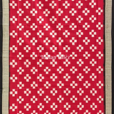 Red Pasapali Theme Pure Sambalpuri Silk Dupatta