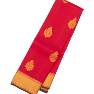 Crimson Handloom Kanchipuram Silk Saree With Annam Buttas
