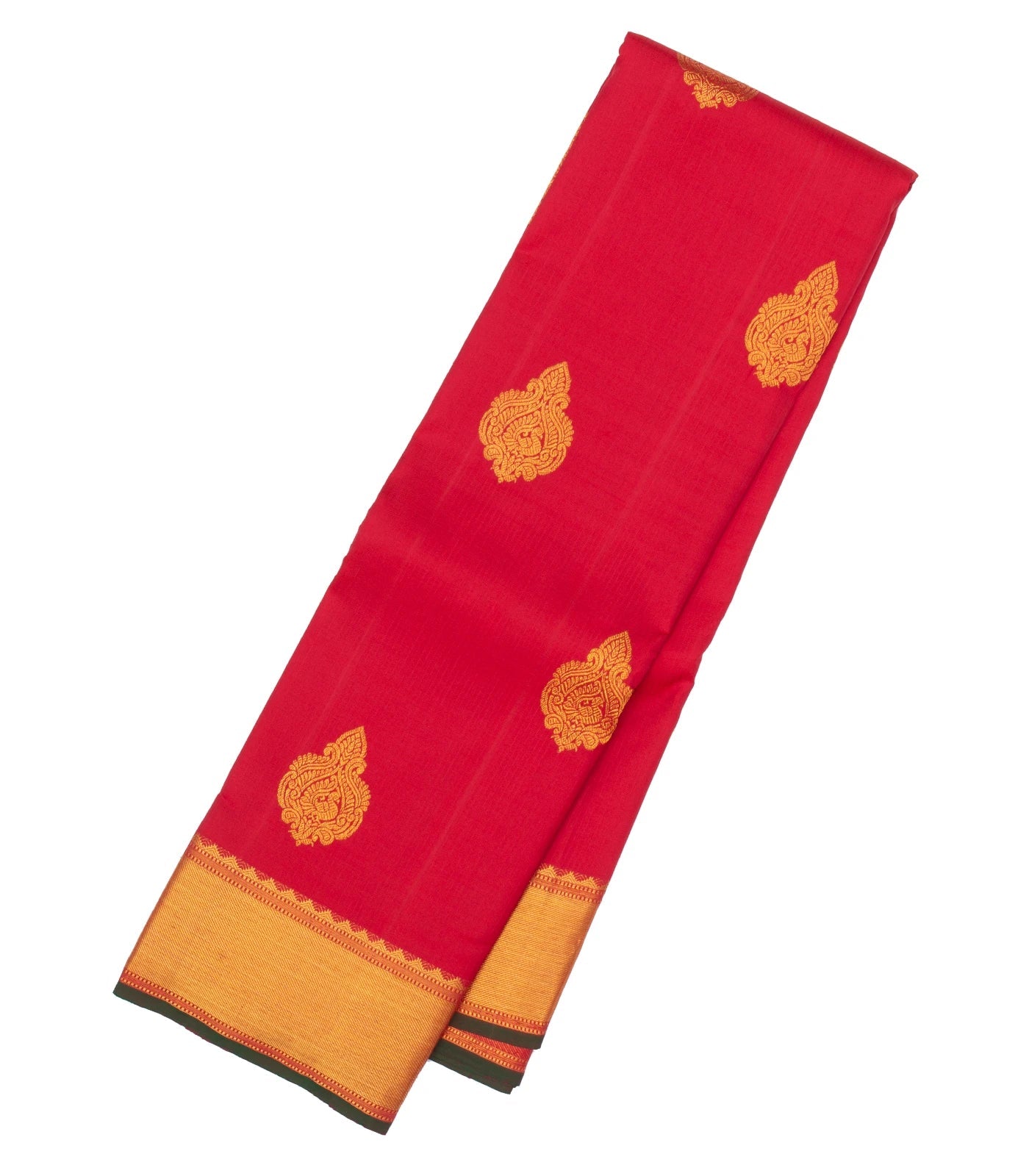 Crimson Handloom Kanchipuram Silk Saree With Annam Buttas