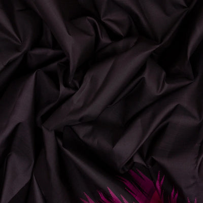 Black Handloom Kanchipuram Korvai Silk Saree With Contrast Pink Border