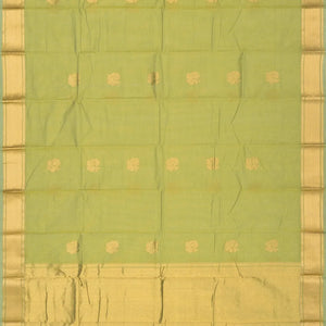 Cardamom Green Handloom Kanchi Cotton Saree With Annam Buttas