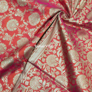 Rani Floral Designer Banarasi Katan Silk Saree