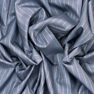 Grey Handloom Kanchipuram Silk Saree With Stripes