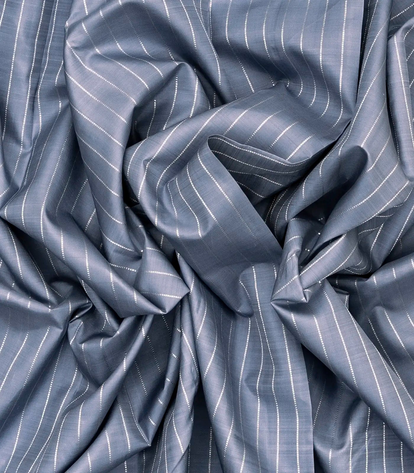 Grey Handloom Kanchipuram Silk Saree With Stripes