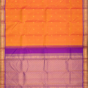 Peach Handloom Kanchipuram Silk Saree With Annam Chakaram Buttas
