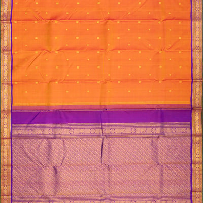 Peach Handloom Kanchipuram Silk Saree With Annam Chakaram Buttas
