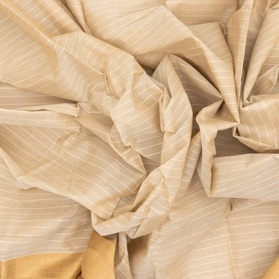 Cream Handloom Village Cotton Saree With Stripes