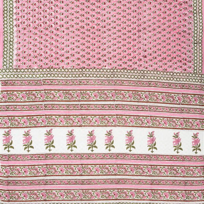 Bubblegum Pink Woven Jaipur Cotton Saree With Printed Floral Motifs