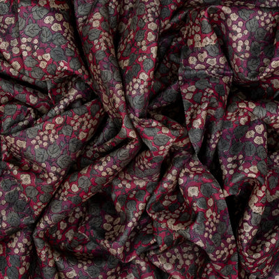 Purple Handloom Tussar Silk Saree With Printed Floral Motifs