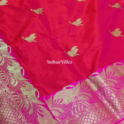 Rani Pink Handwoven Banarasi Katan Silk Saree