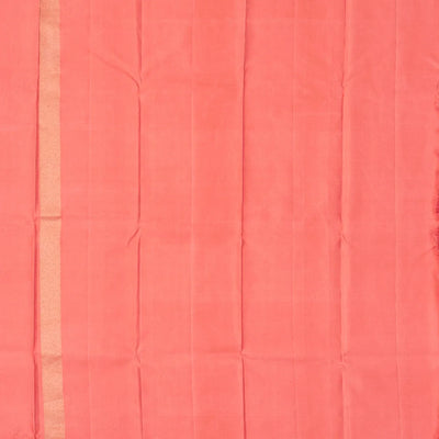 Pink & Orange Handloom Kanchipuram Silk Saree With Checks
