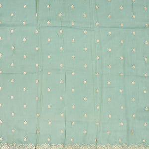 Aquamarine Woven Viscose Saree With Floral Embroidery