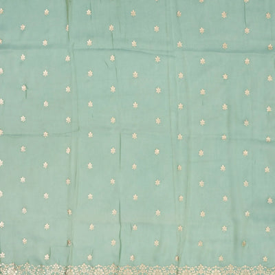 Aquamarine Woven Viscose Saree With Floral Embroidery