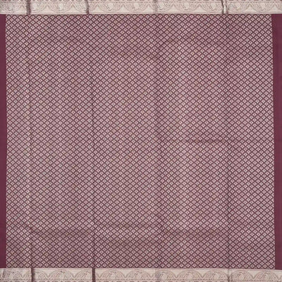 Maroon Handloom Kanchipuram Silk Saree With Star Motif Stripes