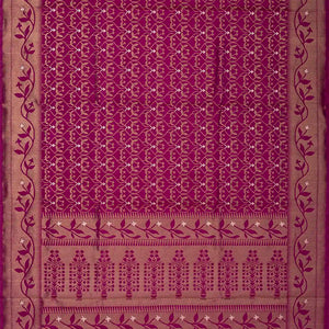 Purple Handloom Soft Silk Saree With Floral Jaal Motifs