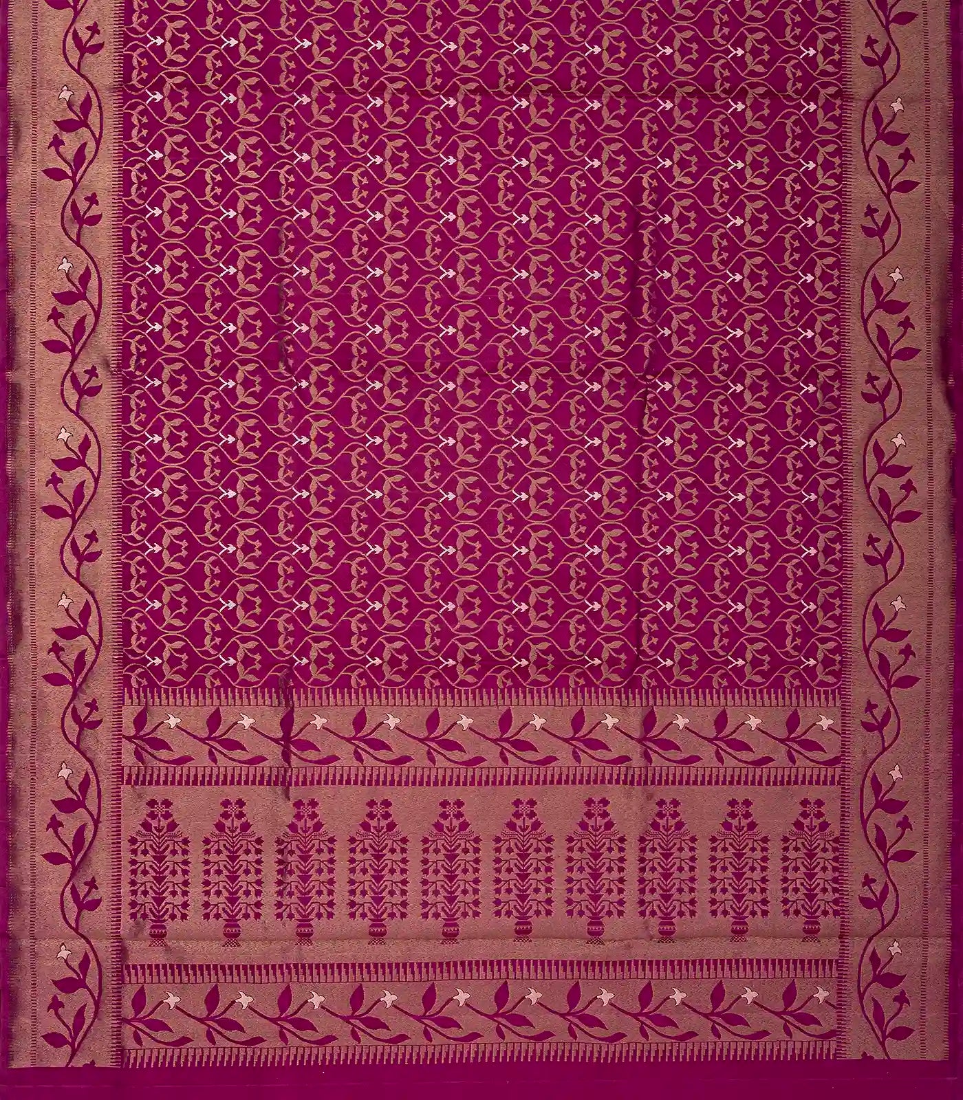 Purple Handloom Soft Silk Saree With Floral Jaal Motifs