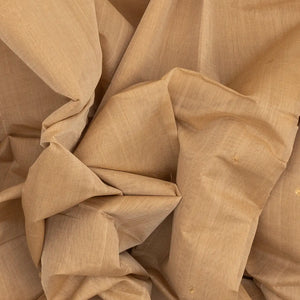 Taupe Handloom Kanchi Cotton Saree With Annam Buttas & Green Border.