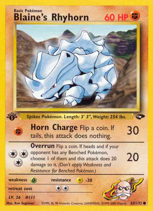 Blaine's Rhyhorn - 65/132 - Common - 1st Edition [gym2-65] [Non-Holo]