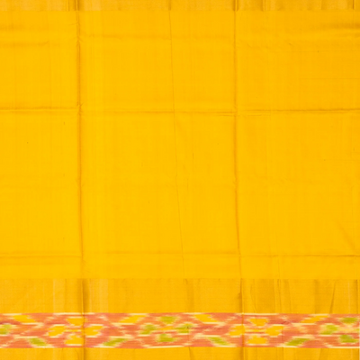 Dark Green Uppada Silk Saree With Floral Buttas & Tie & Dye Border