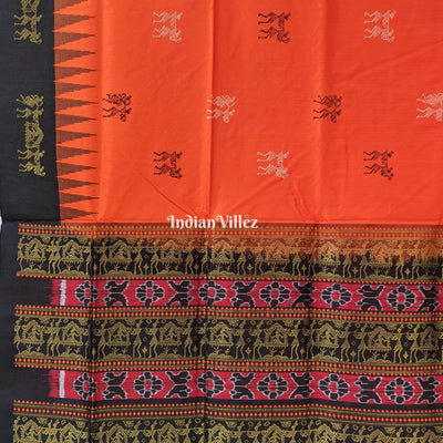 Orange Tribal Doli Sambalpuri Ikat Bomkai Silk Saree