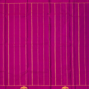 Dark Grey Handloom Kanchipuram Silk Saree With Annam Buttas