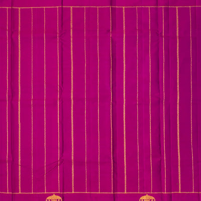 Dark Grey Handloom Kanchipuram Silk Saree With Annam Buttas