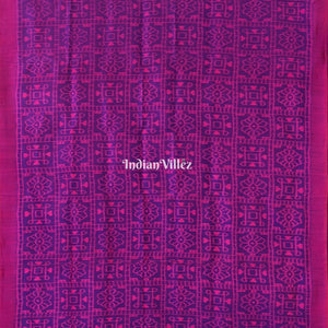 Purple Shree Yantra & Flower Contemporary Silk Saree with Double Pallu