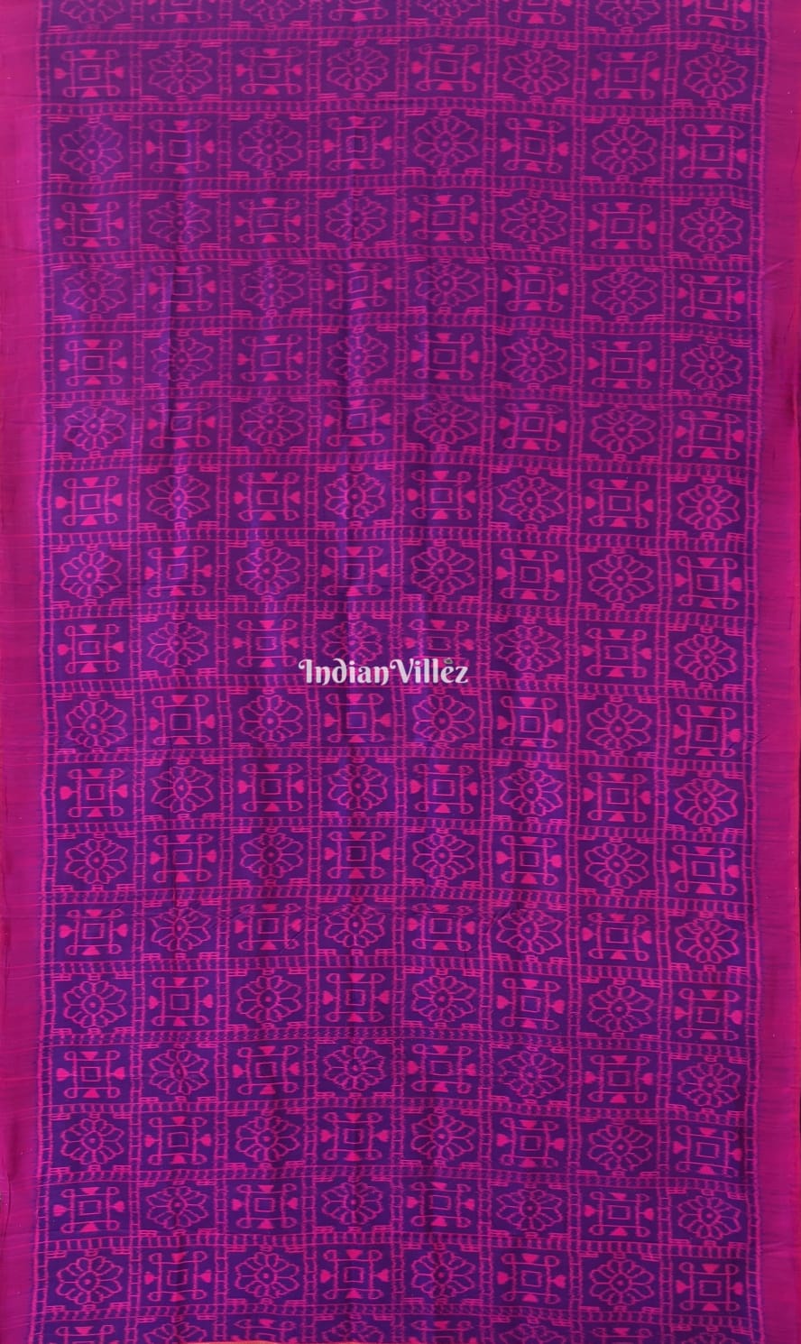 Purple Shree Yantra & Flower Contemporary Silk Saree with Double Pallu